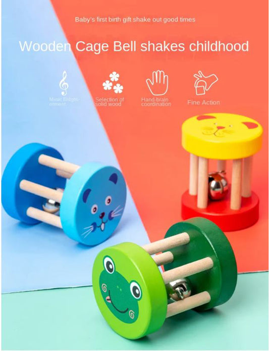 Cartoon Wooden Rattle Young Children's Educational Early Education Off Musical Instrument Baby Music Toys(Assorted one item only)