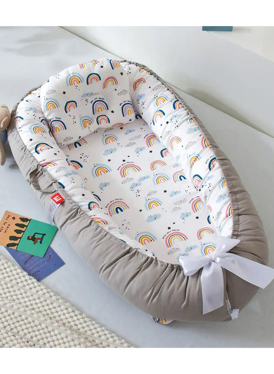Soft And Lightweight Portable Design With Printed Bassinet For Up To 0-12 Months, Baby Lounger Baby Nest Cotton Newborn Bassinet Mattress for Baby