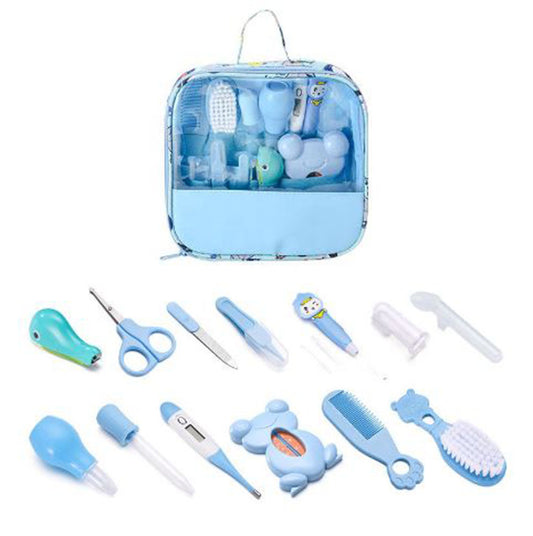 Blue Baby Grooming Kit Baby Care Kit Newborn Baby Gift Portable Infant Healthcare Set (13 Pieces)