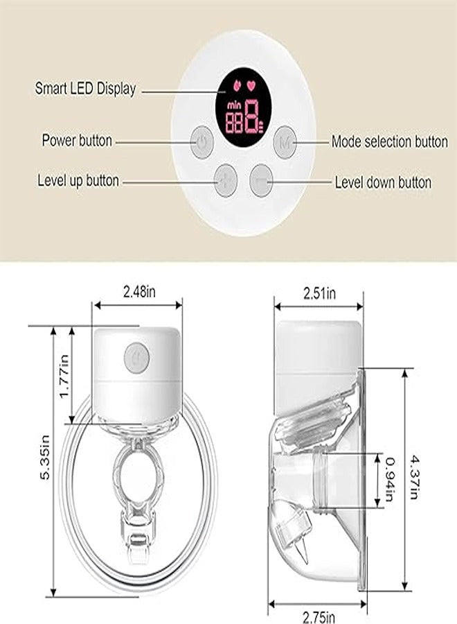 Double Electric Breast Pump, Wearable Breast Pump, Hands Free Breast Pump, Low Noise, Smart Display, 2 Modes 9 Levels