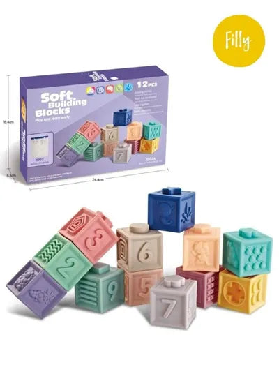 Early Education Digital Cognitive Animals To Building Blocks Soft Plastic Building Blocks For Infants And Young Children (12 Pieces)